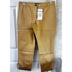 Wildfang The Essential Trouser Camel Sz 10 New Cuffed 2 Side & Back Pockets BBB